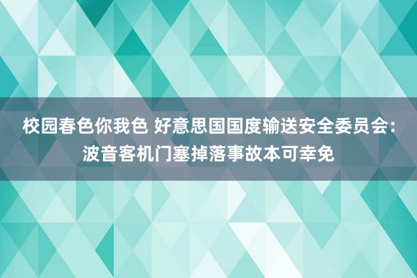 校园春色你我色 好意思国国度输送安全委员会：波音客机门塞掉落事故本可幸免
