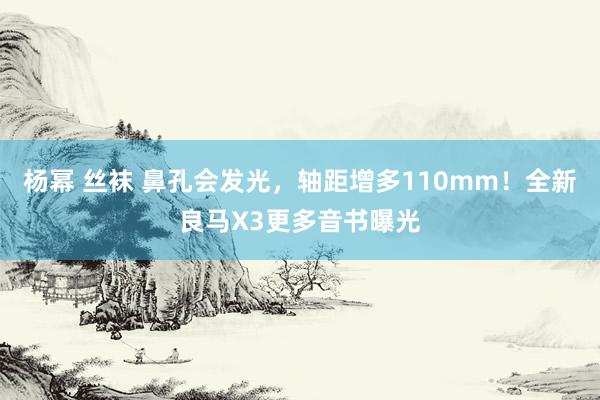 杨幂 丝袜 鼻孔会发光，轴距增多110mm！全新良马X3更多音书曝光