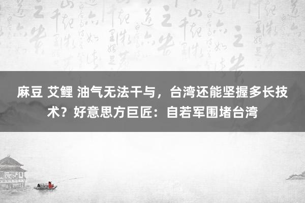 麻豆 艾鲤 油气无法干与，台湾还能坚握多长技术？好意思方巨匠：自若军围堵台湾